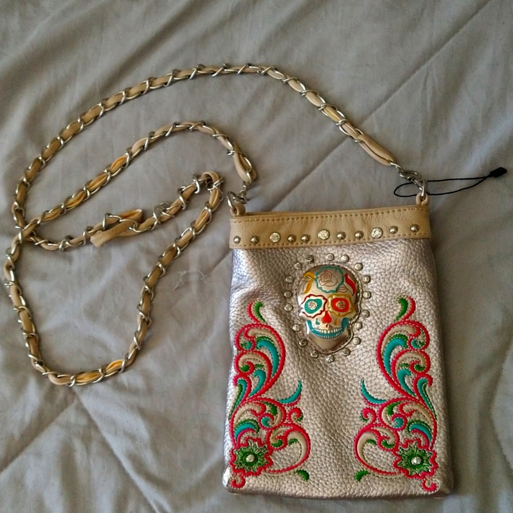 Updated- Skull and rhinestone satchel